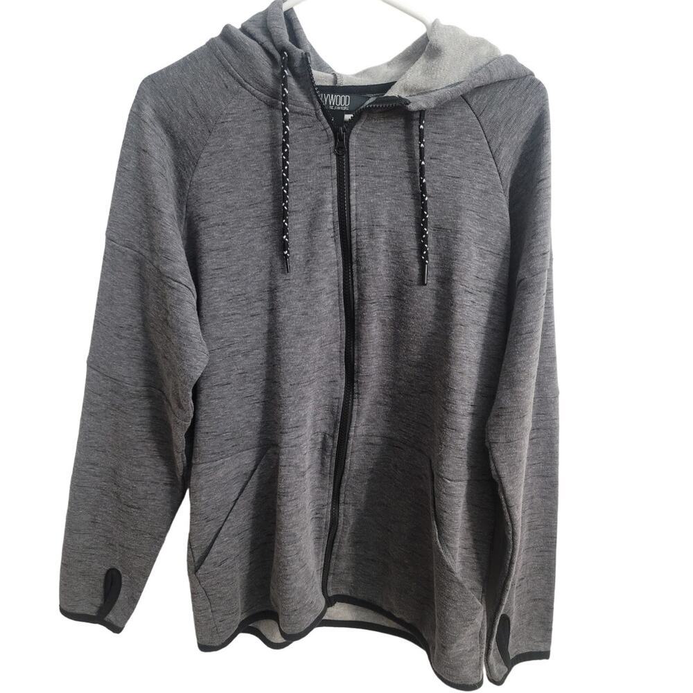 Hollywood Men's Heather Gray Full Zipper Hooded Jacket Size M